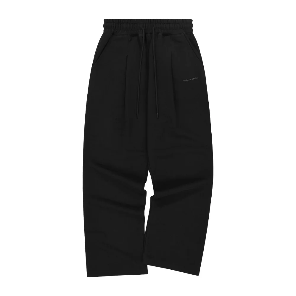 Relaxed Pintuck wide pants Black