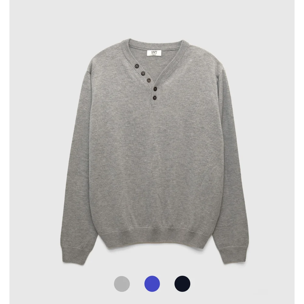 Button V-Neck Sweater - 3 Color