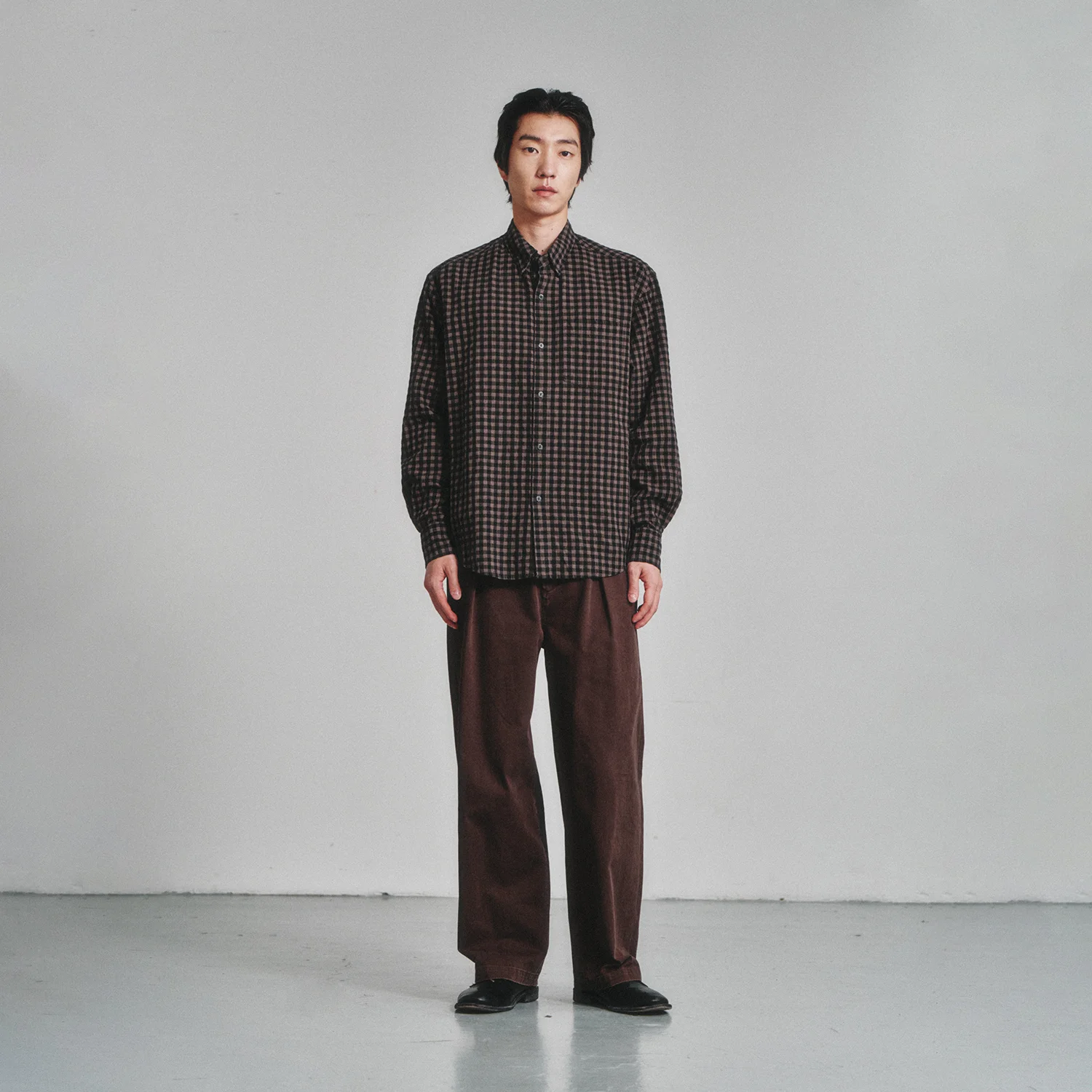 Gingham Check Oxford Shirt_Vintage Wood