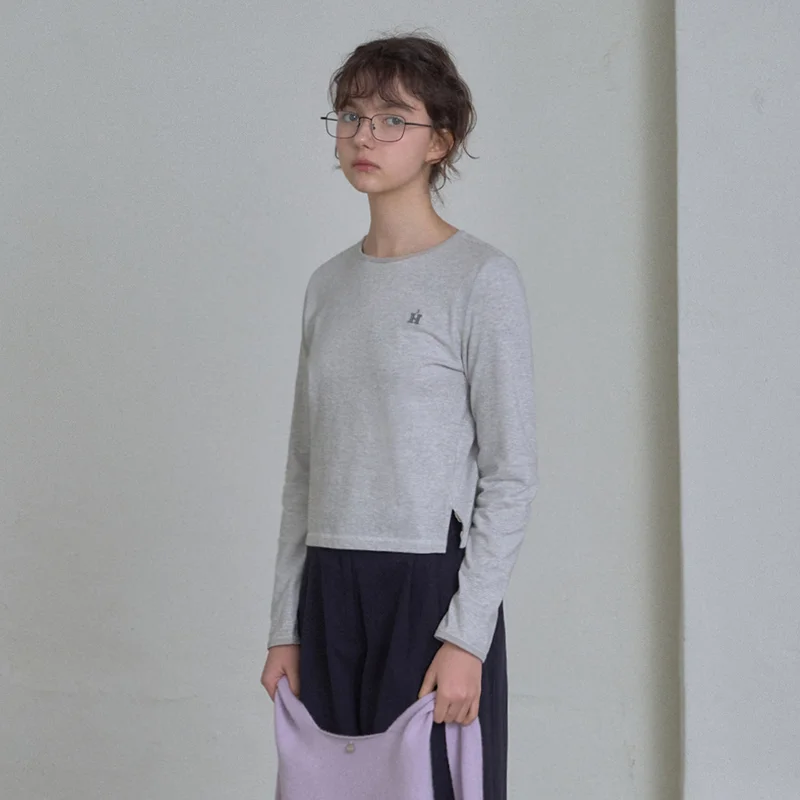 H NEEDLEWORK T恤_Gray Stripe