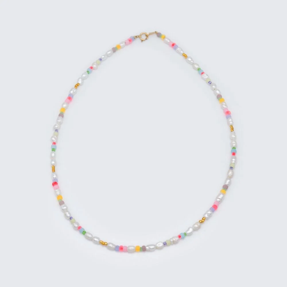 Jelly beads water pearl Necklace 3mm 米粒 淡水珍珠 色 串珠 頸鏈領 頸鏈