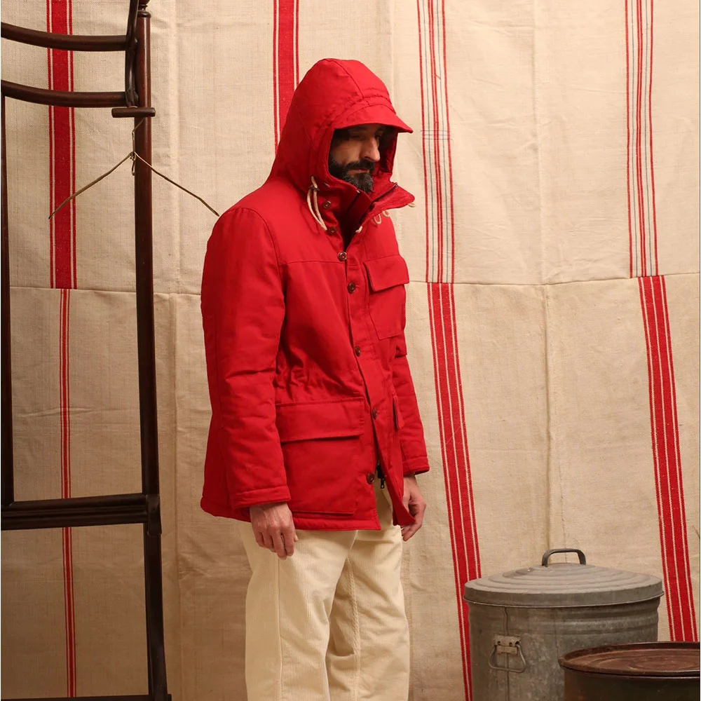 (M) COTTON CANVAS JACKET PADDED INSIDE AND KITH FUR INSIDE (RED)