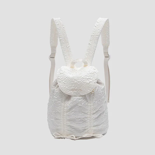JACQUARD SHIRRING BACKPACK IVORY