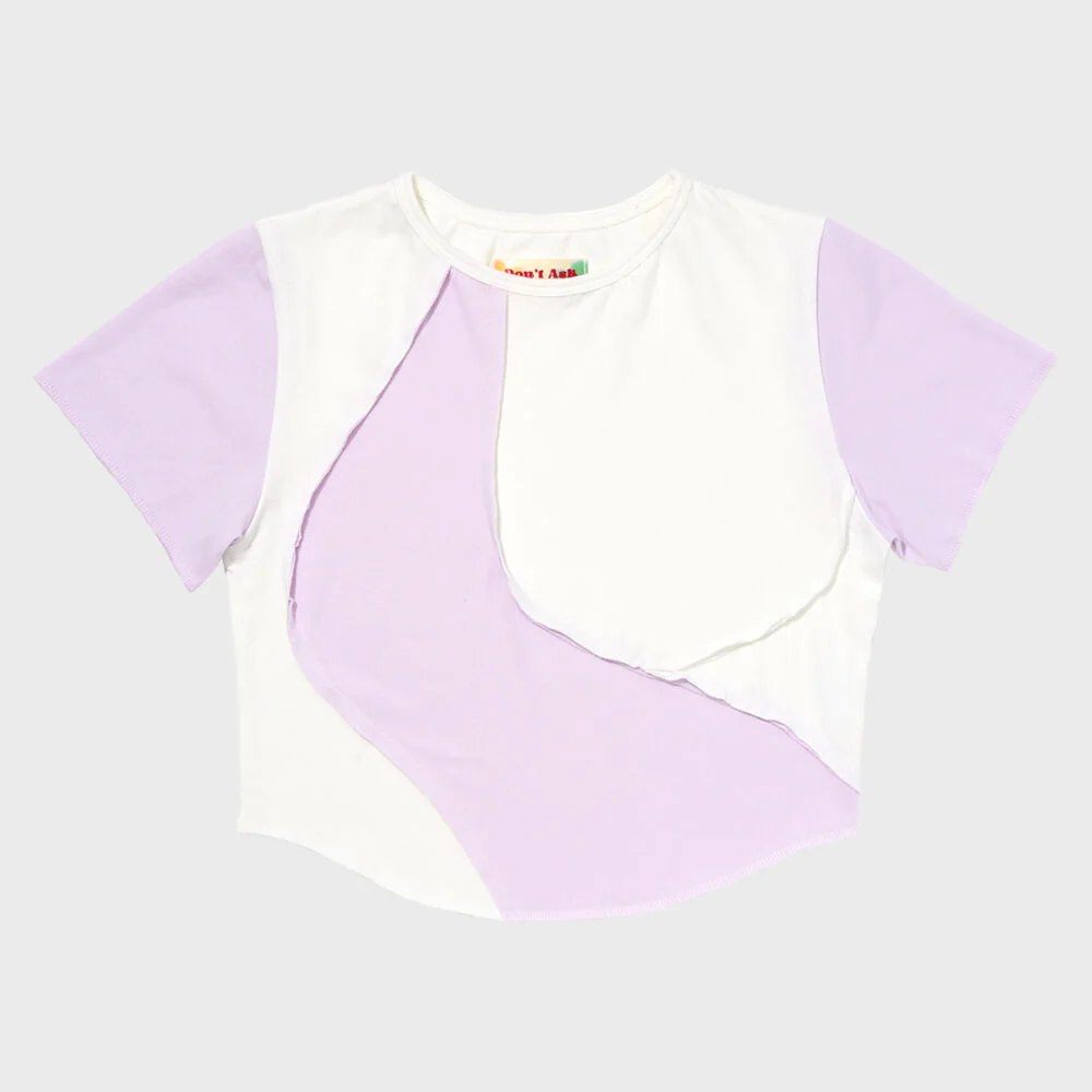 DAMP CUT OUT CROP TOP_PURPLE/WHITE