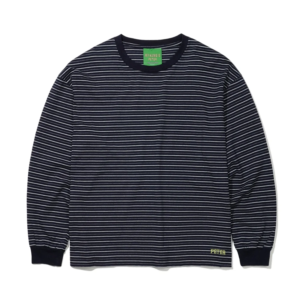 PETER INDIGO STRIPE LONG SLEEVE T-SHIRT - BLUE