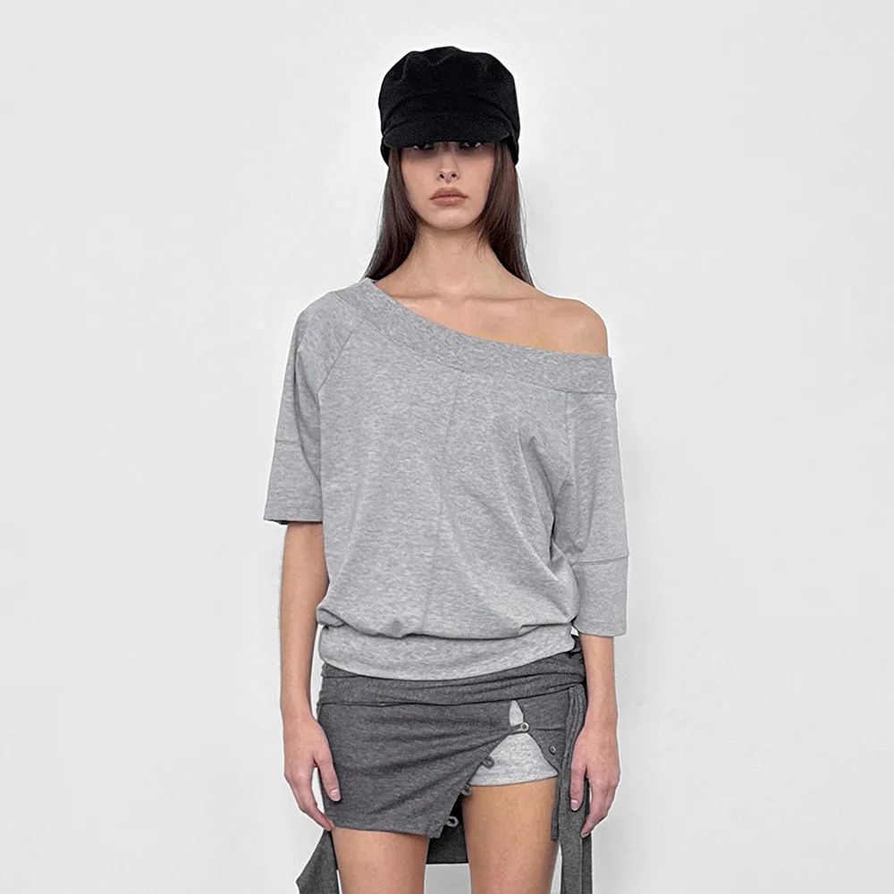 Multi-Neck Tee_Melange grey