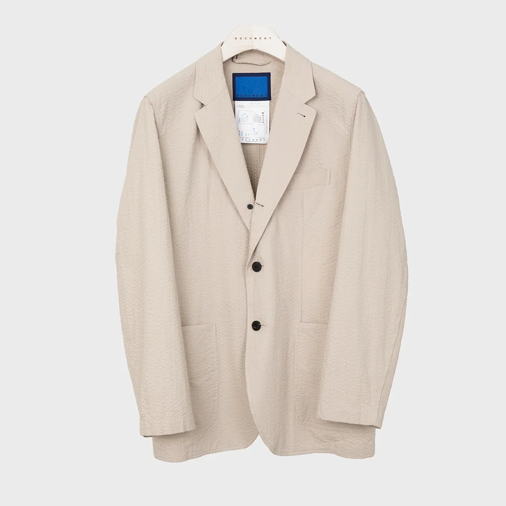 COTTON SEERSUCKER 3-BUTTON JACKET_BEIGE