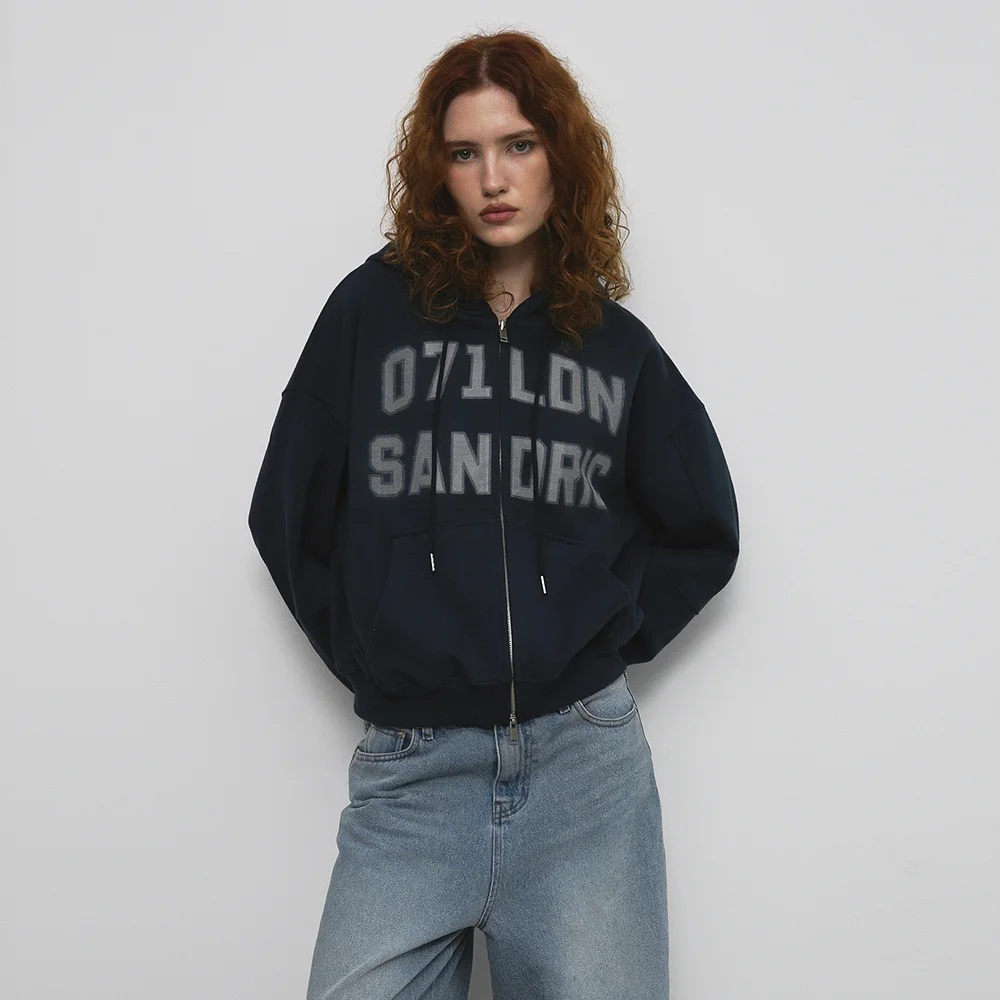 OVERFIT HOOD ZIP UP_NAVY