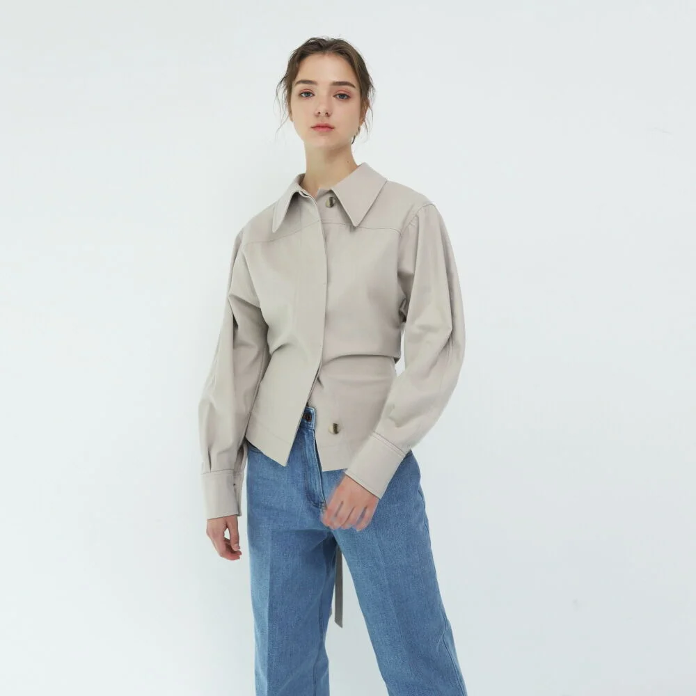 Shirts Curved Sleeve Neutral Beige