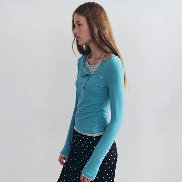 HALTER LAYERED LONG SLEEVE L/BLUE