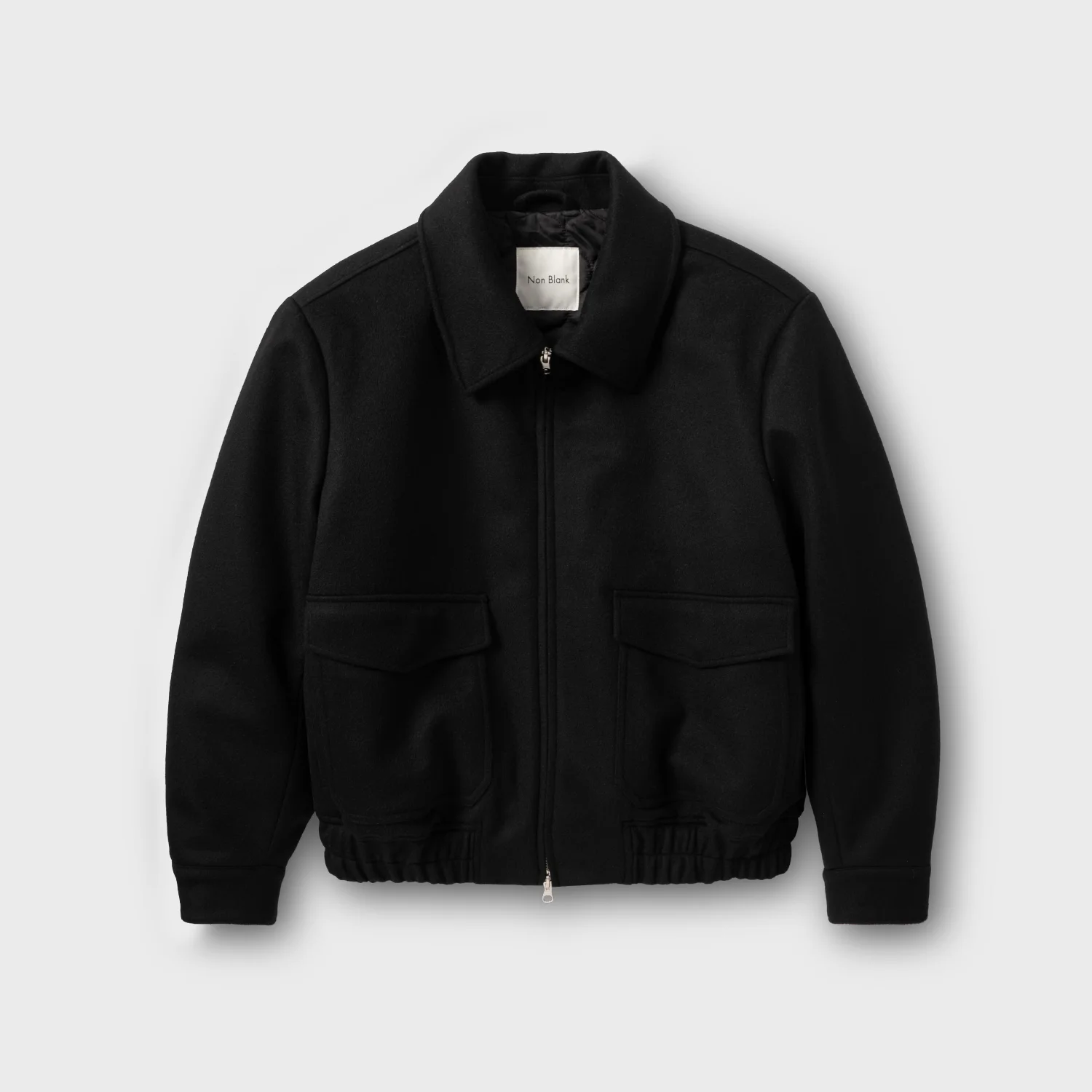 羊絨 混紡 短身外套_BLACK