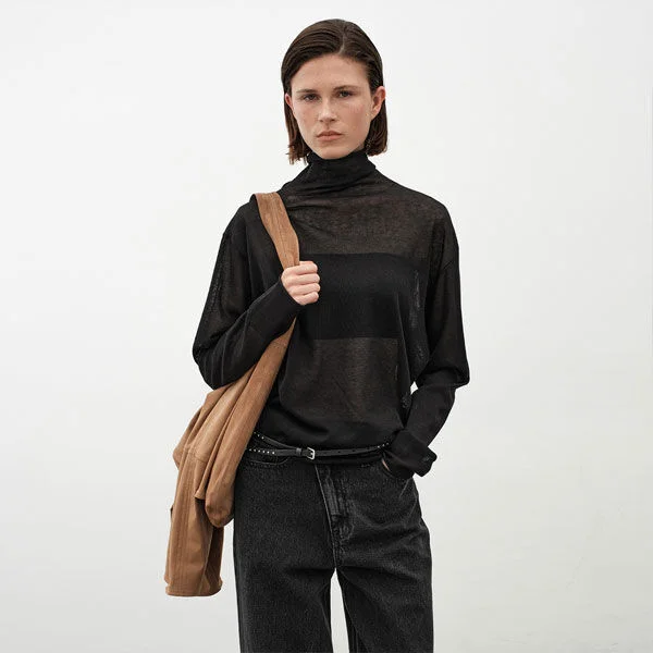 SHEER LIGHT POLO NECK KNIT(T-7117)