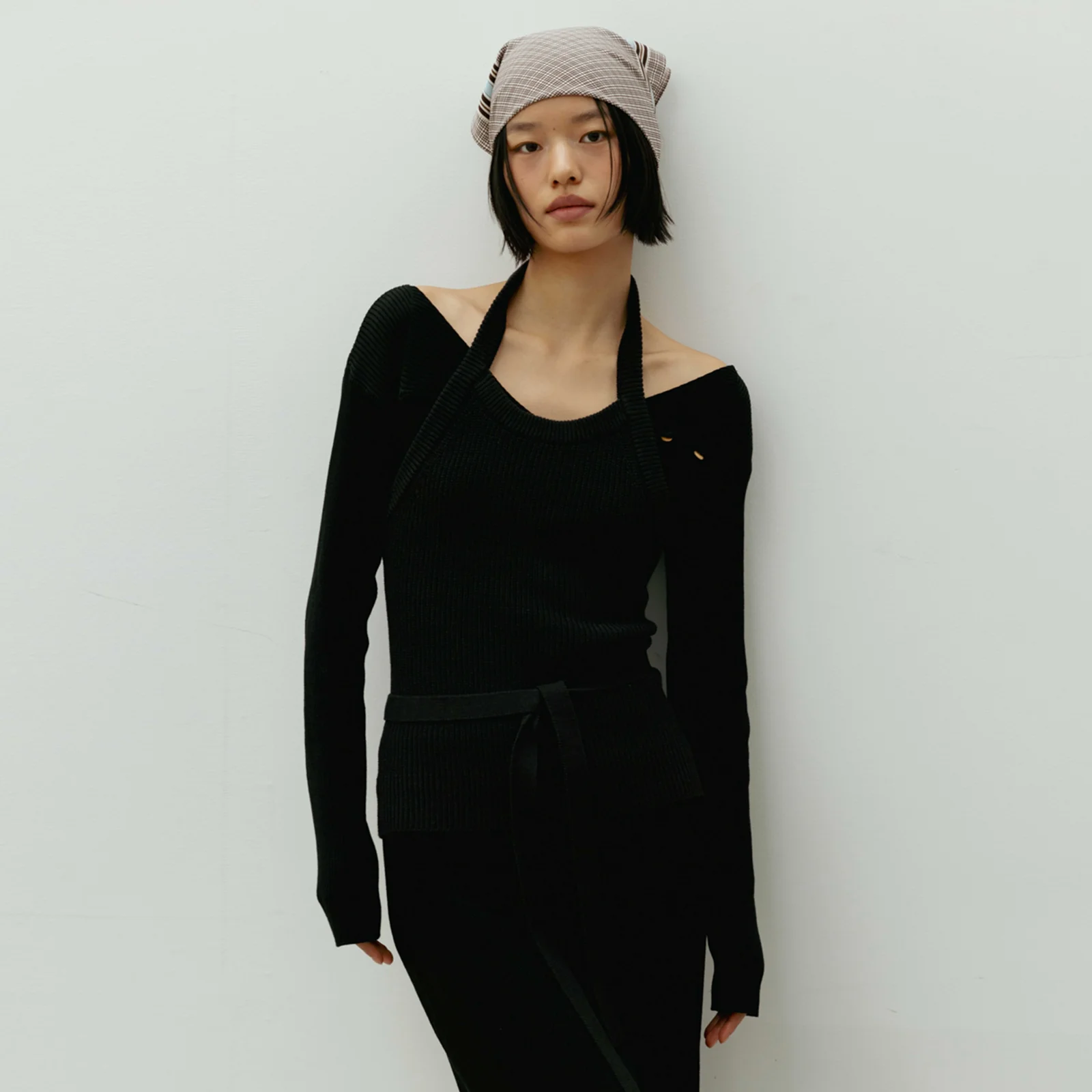Wrap Sleeveless Knit(Black)