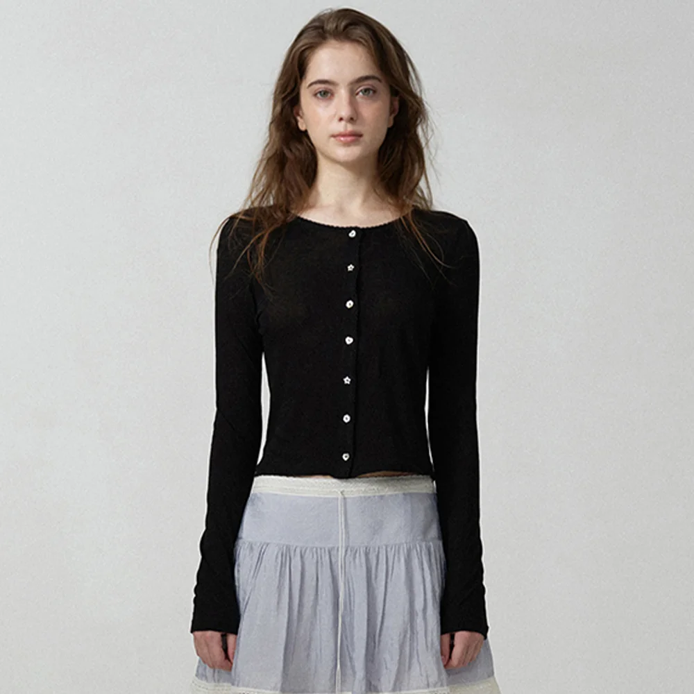 Roen Sheer Cardigan_Black