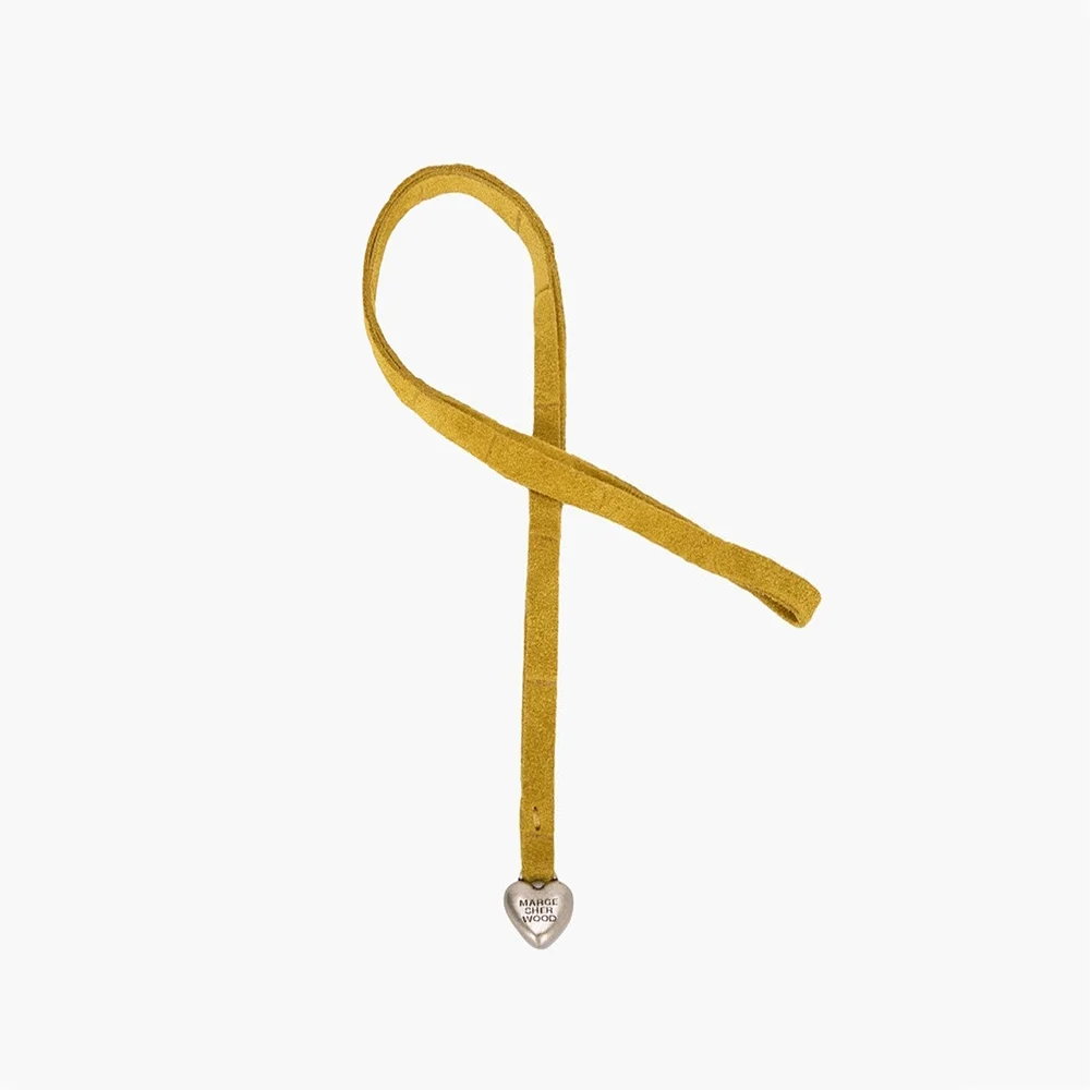 HEART CHARM_mustard croc-effect suede