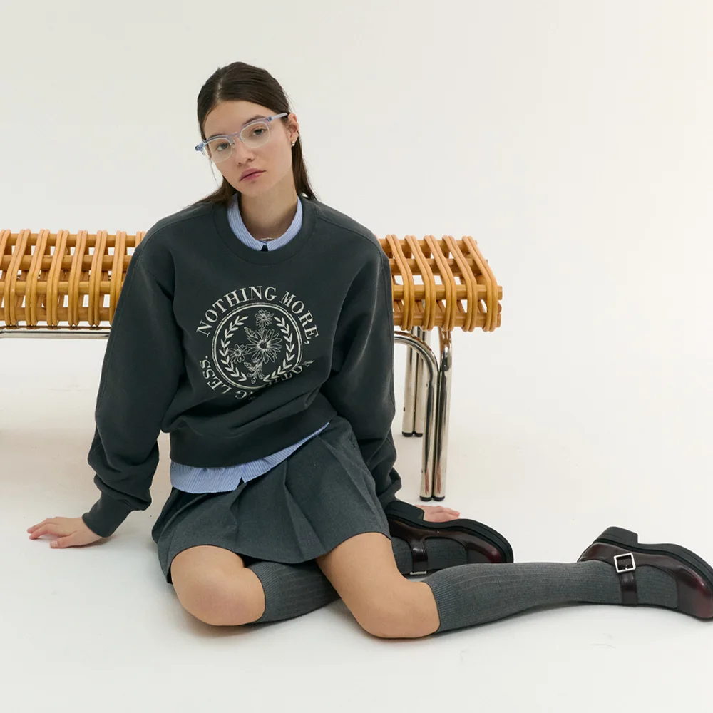 FLOWER ROUND SWEATSHIRT (dust gray)