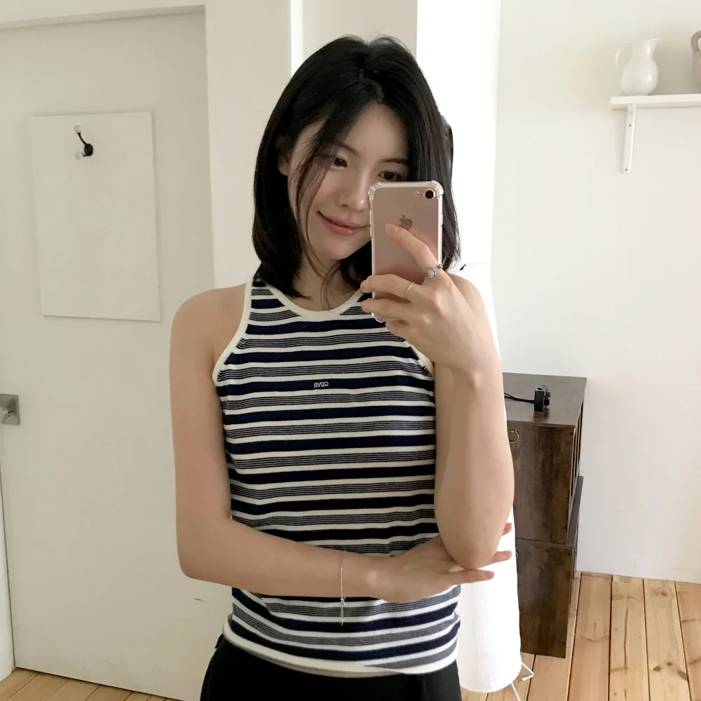 DORY STRIPE KNIT SLEEVELESS (3COLOR)