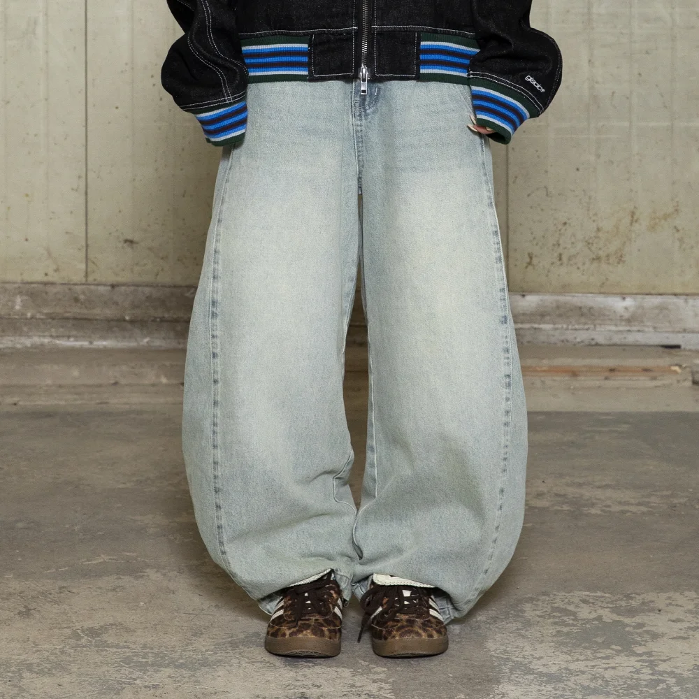 GP169 Out Pleats 弧形 牛仔 褲子 (INDIGO)