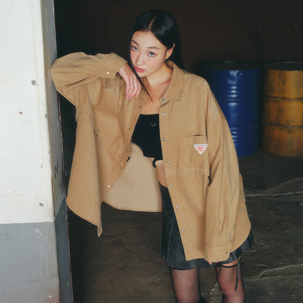 OVERSIZED CORDUROY DETACHABLE SHIRT CAMEL BQ4CB003