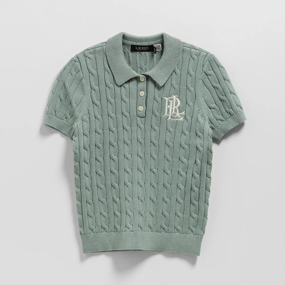 絞花 針織衫 純棉 Polo 毛衣 (GREEN)