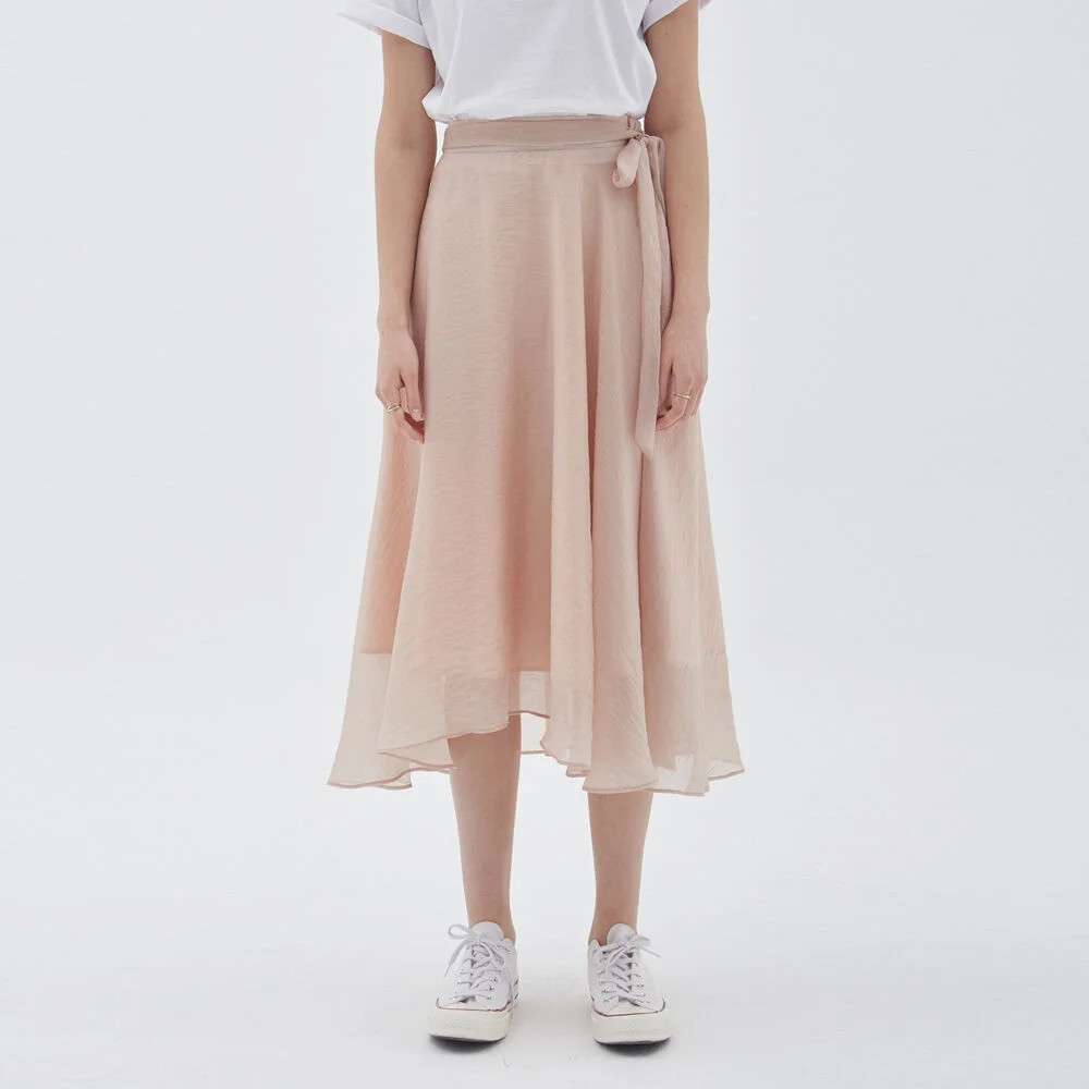 WAVE TENCEL LONG SKIRT_PINK