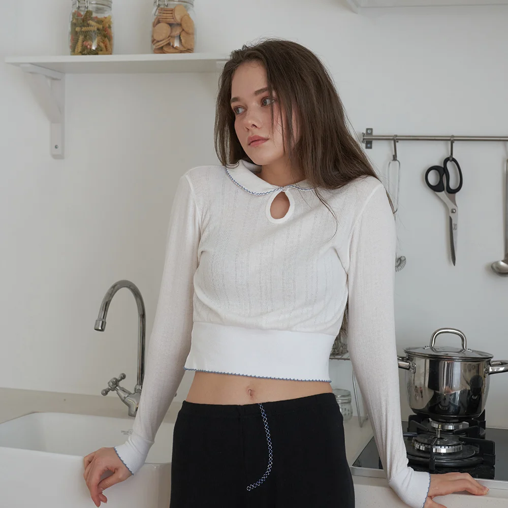 Frill Round Collars Tee