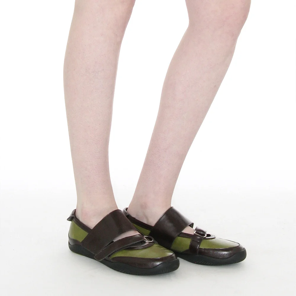 DOUBLE STRAP SPORTS BALLET FLATS_OLIVE