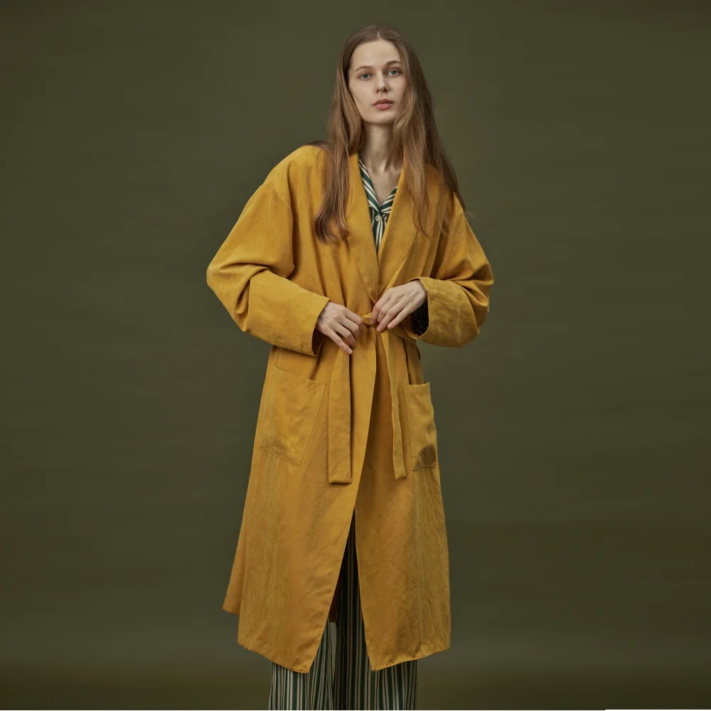 CLASSIC SUEDE LONG ROBE_mustard (women)