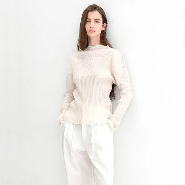 PLEATS MOCK NECK TOP(BL-4311)_2Colors