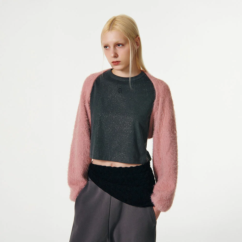 CARRIE HAIRY KNIT BOLERO CARDIGAN