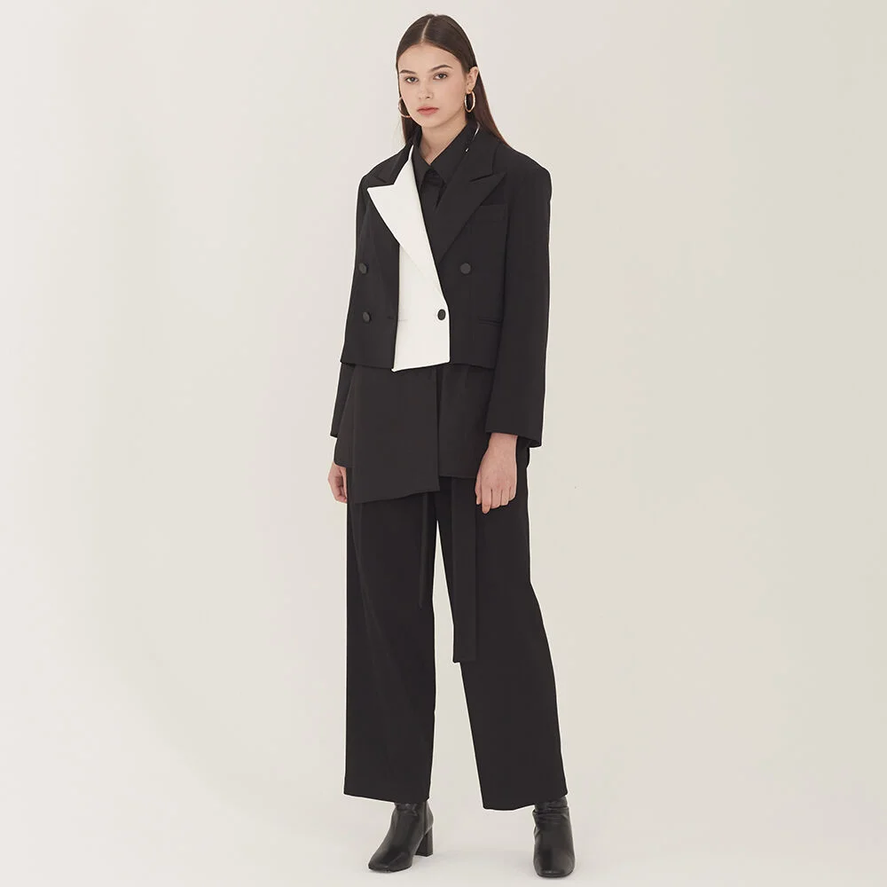 Tuck Detail Long Pants_Black