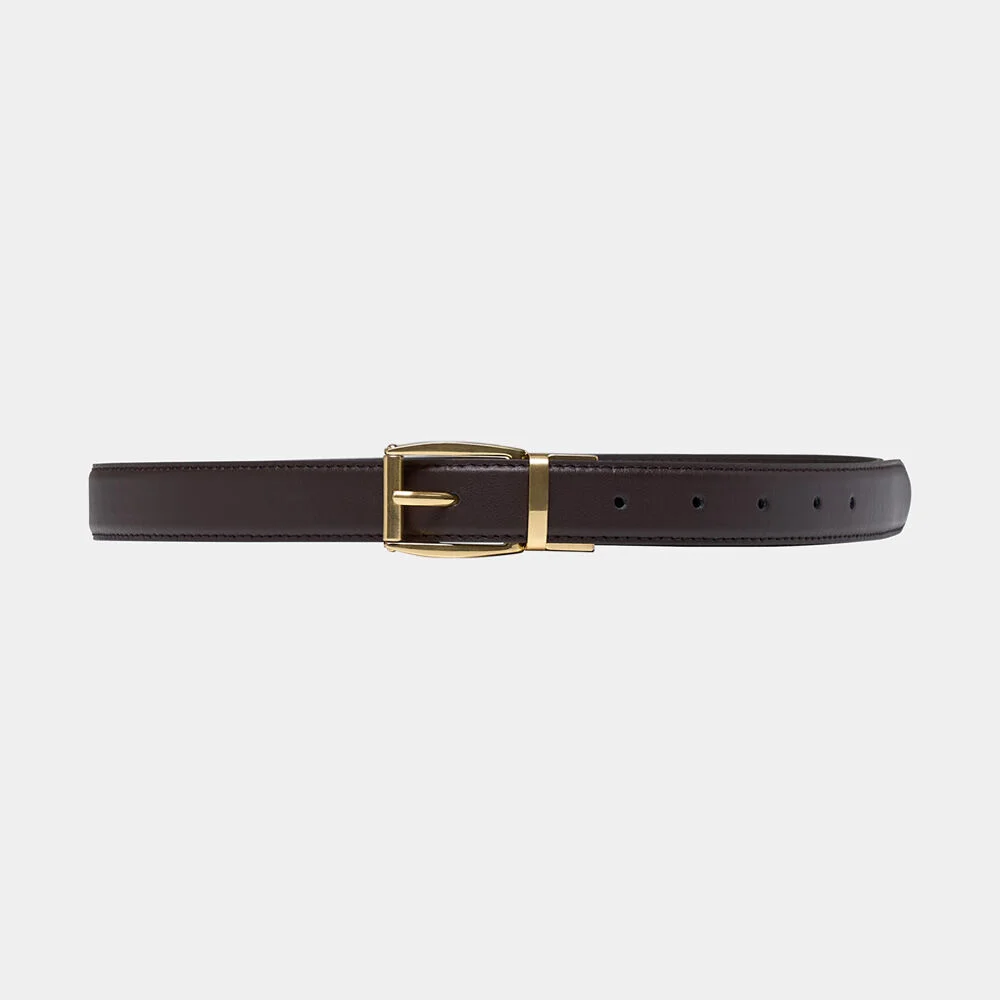 M SQUARE BUCKLE LEATHER BELT - BROWN