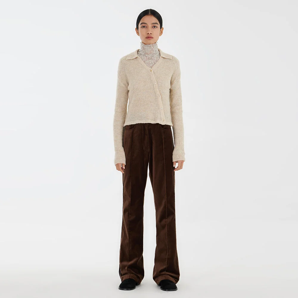 Asymmetric Knit Shirt - Melange Ivory