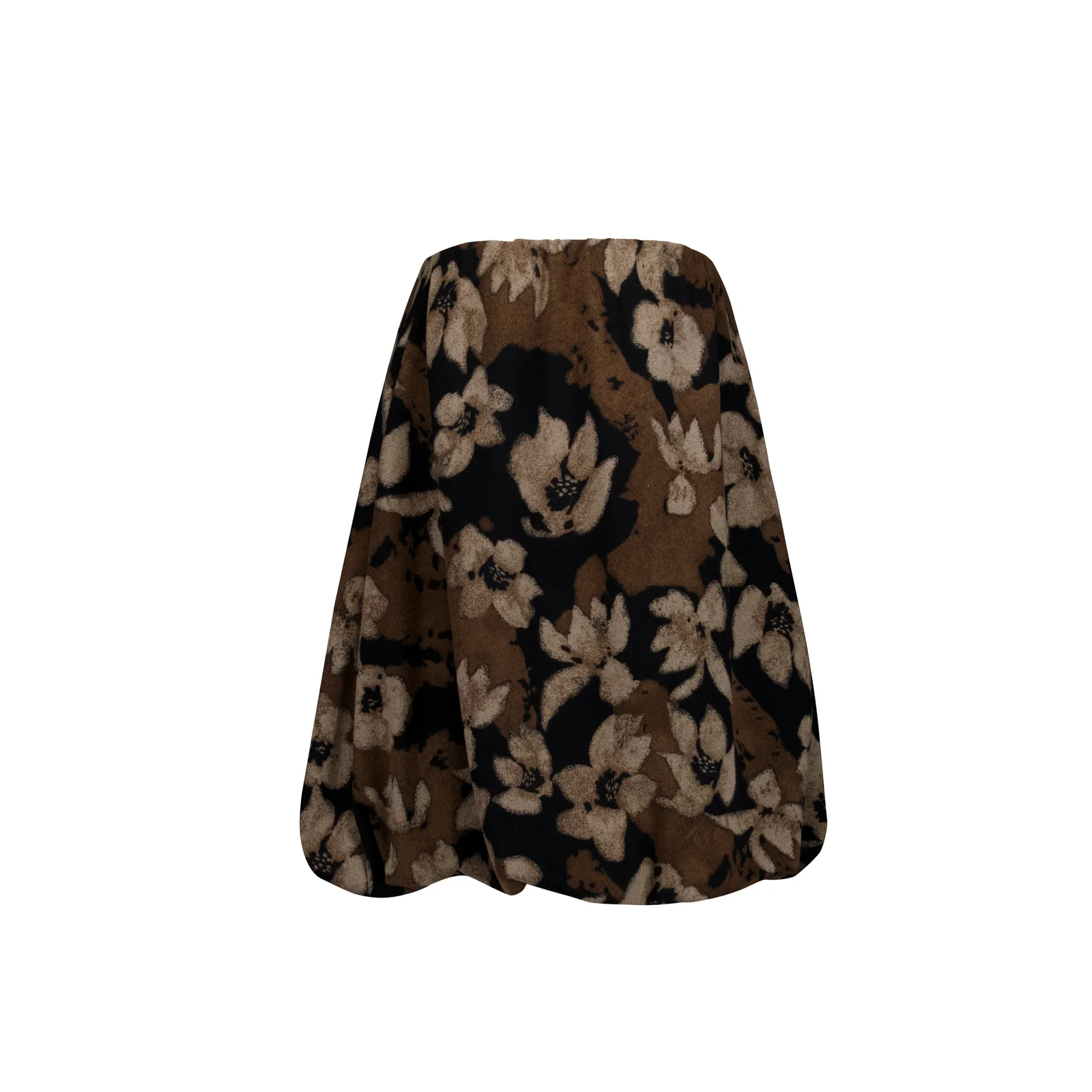 SHIRRING VOLUME SKIRT (BROWN)