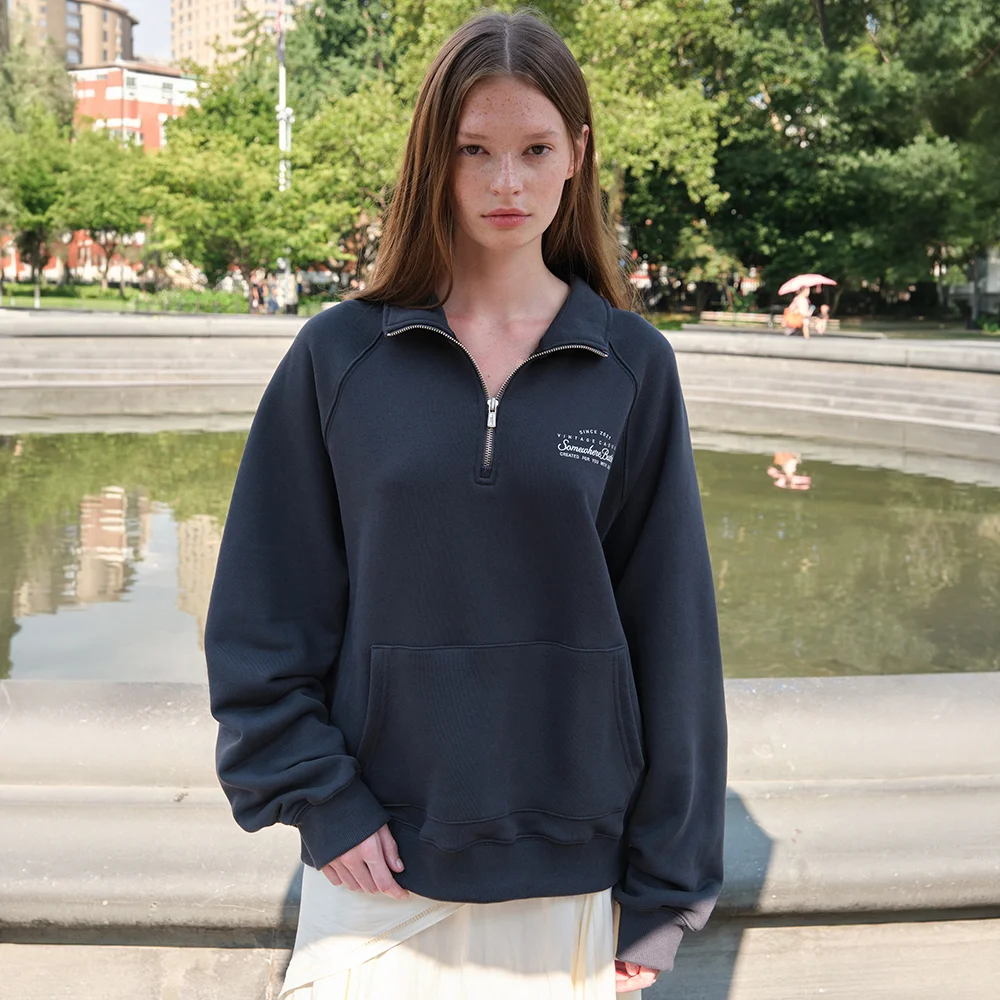 Edit Half Zip-Up Sweatshirt - Charcoal