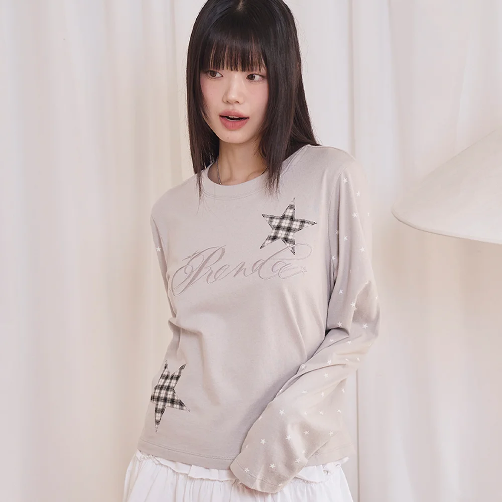 CHECK STAR DOT LONG SLEEVE GRAY