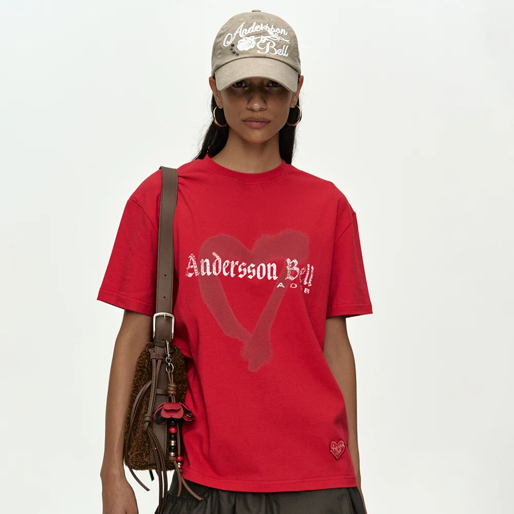 (ESSENTIAL) UNISEX HEART T-SHIRT atb1417u(RED)