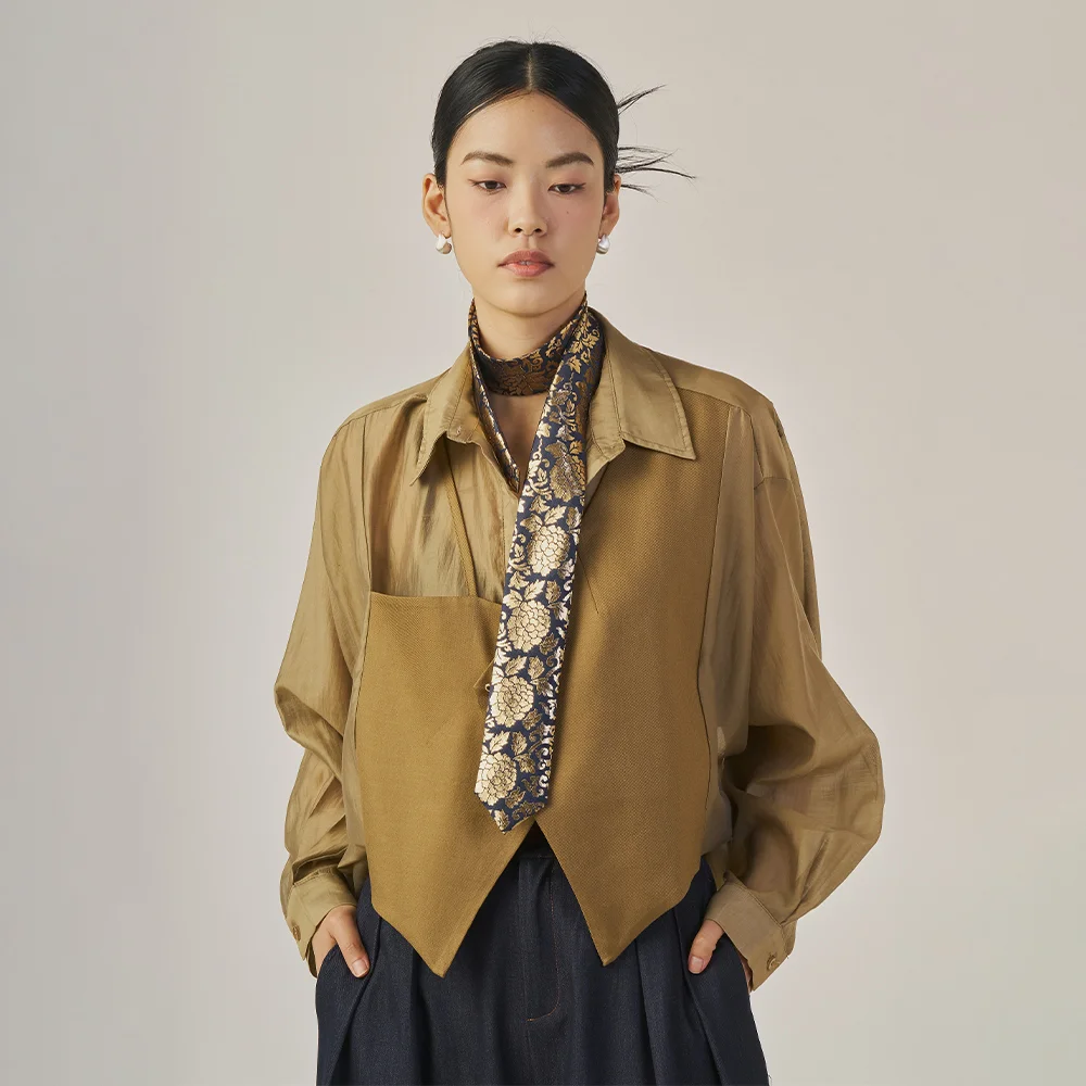 透視 天絲 襯衫 Khaki