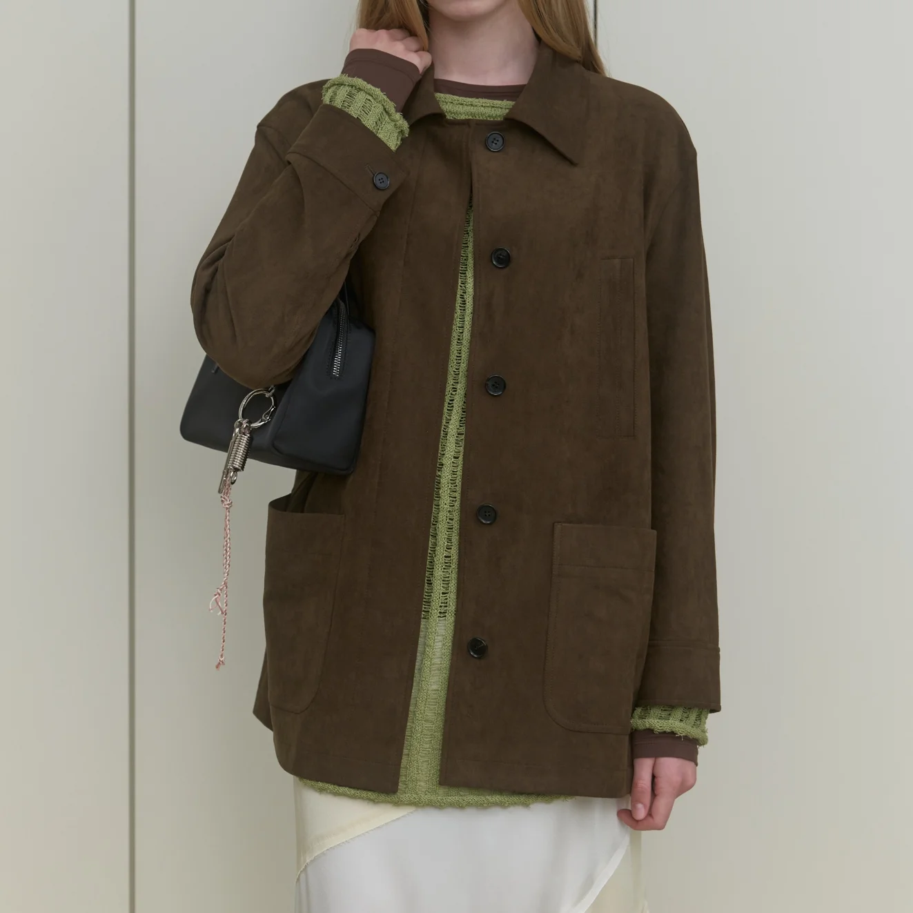 SUEDE SINGLE HALF JACKET_BROWN