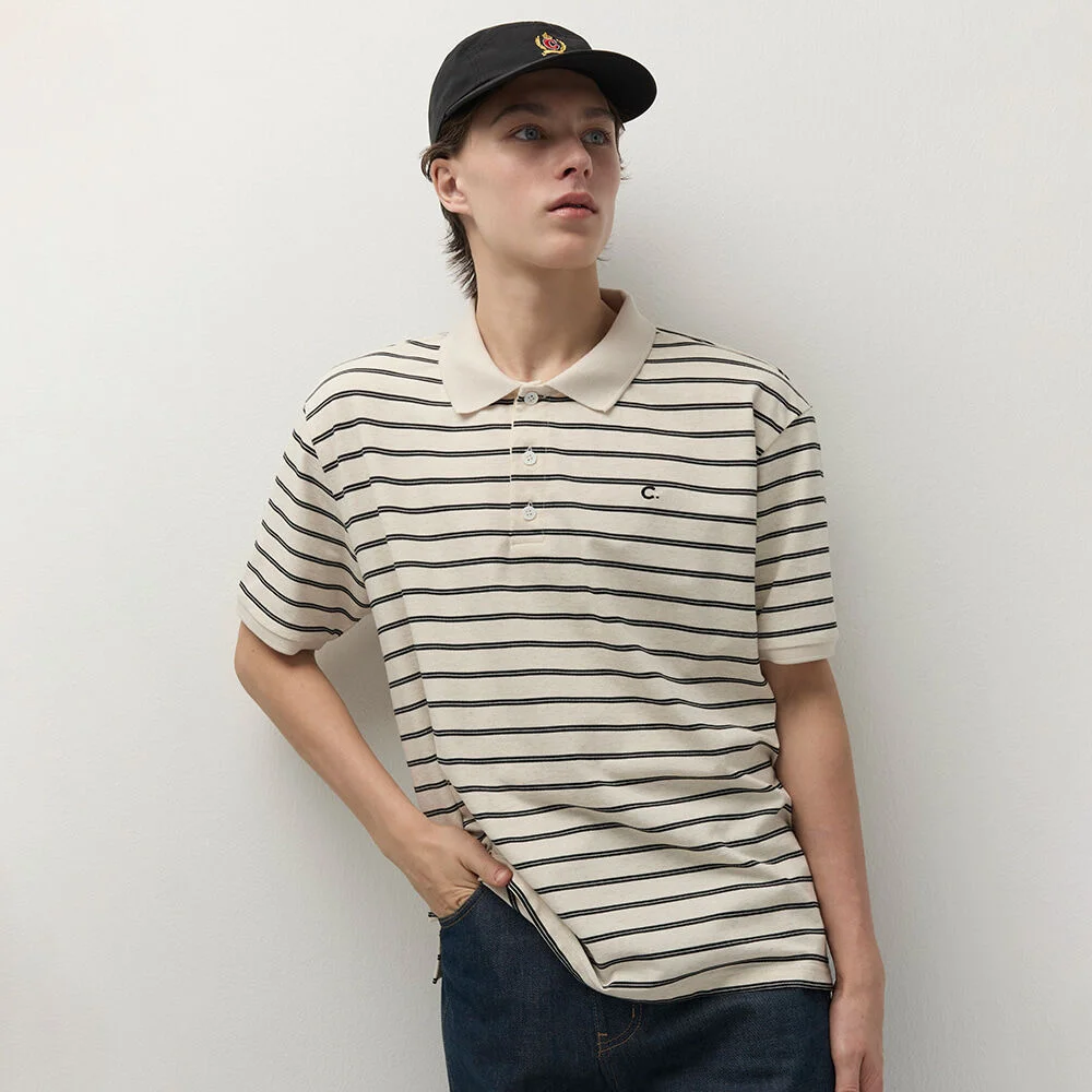Stripe Logo Pique T-Shirt_Men (Cream)
