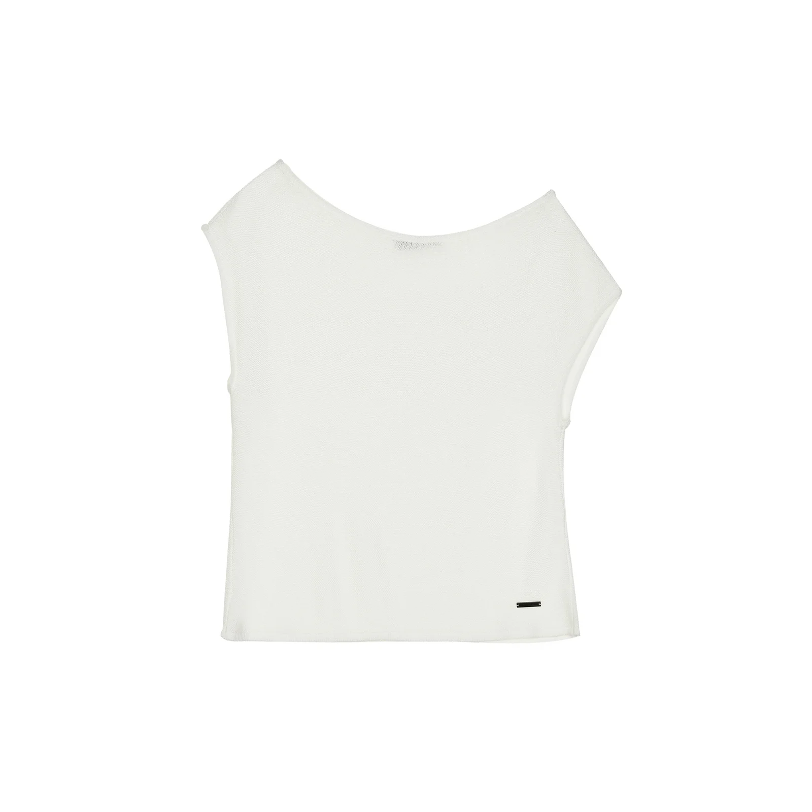 TEXTURED BOAT NECK KNIT TOP_IVORY