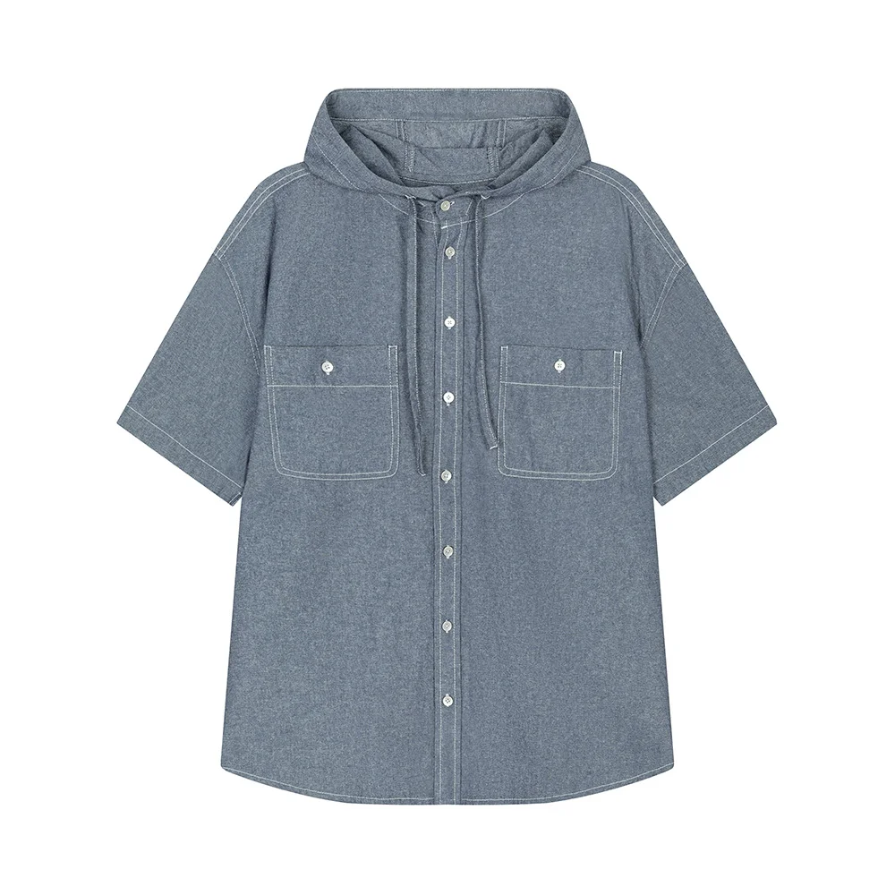 Chambray Over Hood Short Shirt DCSH013LightBlue