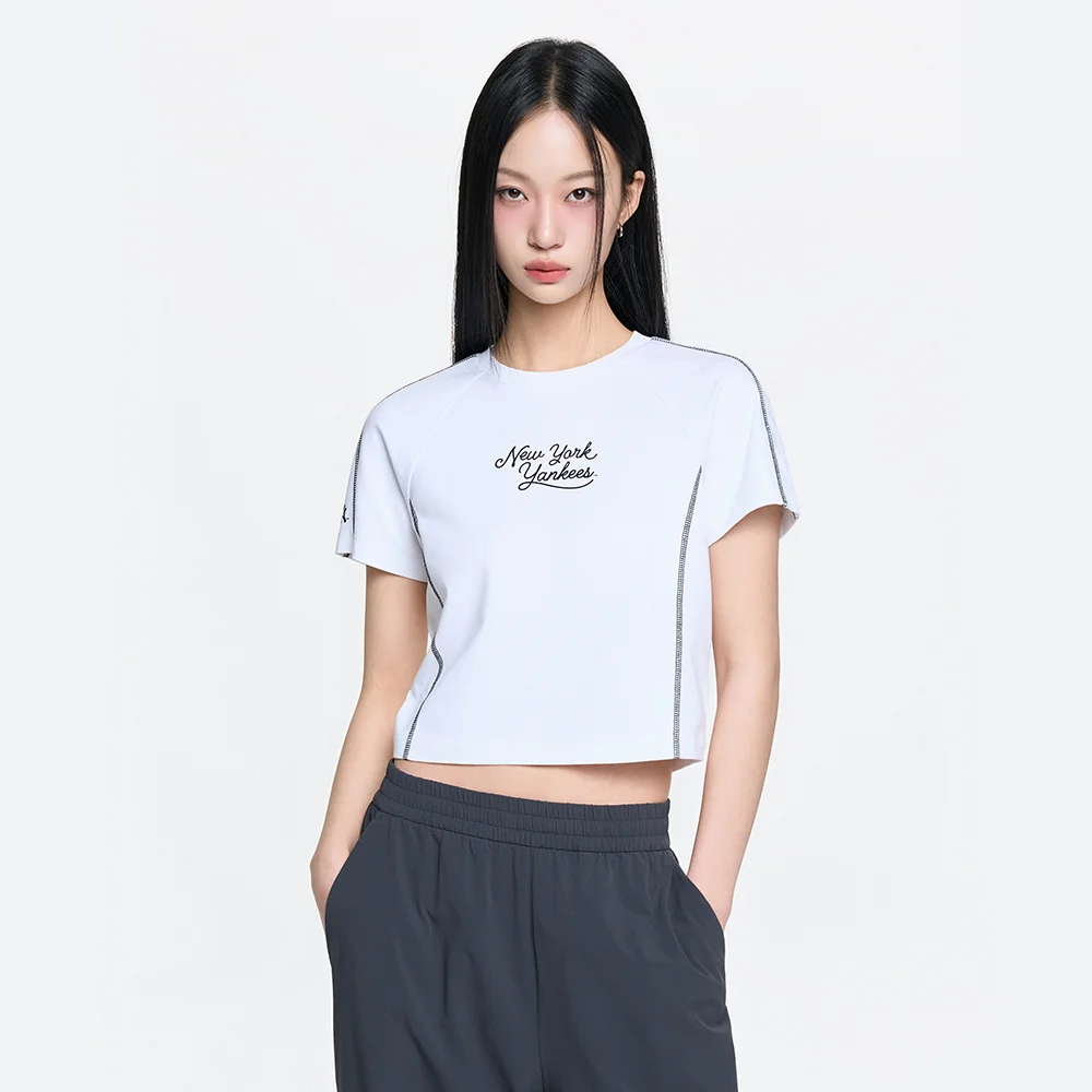 女裝 運動風 運動 短版 短袖 T恤 NY (White)