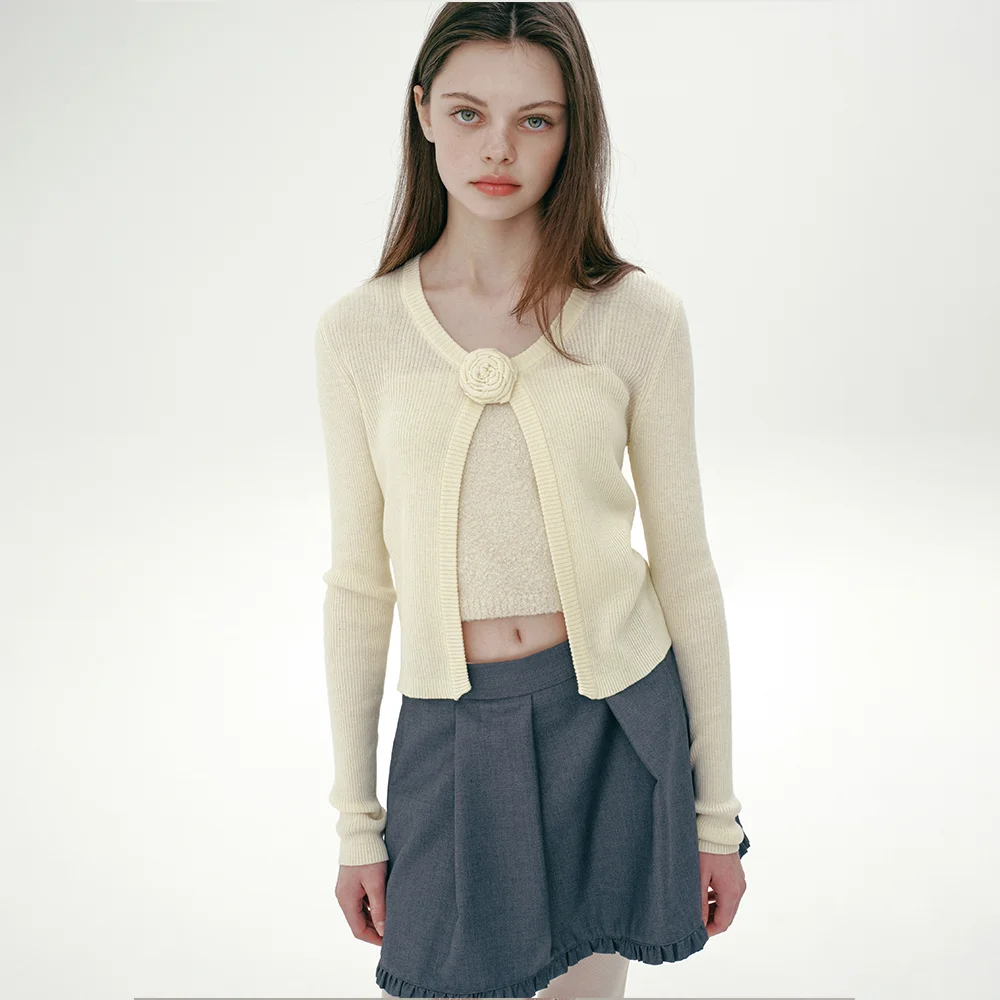 ROSE CORSAGE CARDIGAN (LIGHT YELLOW)