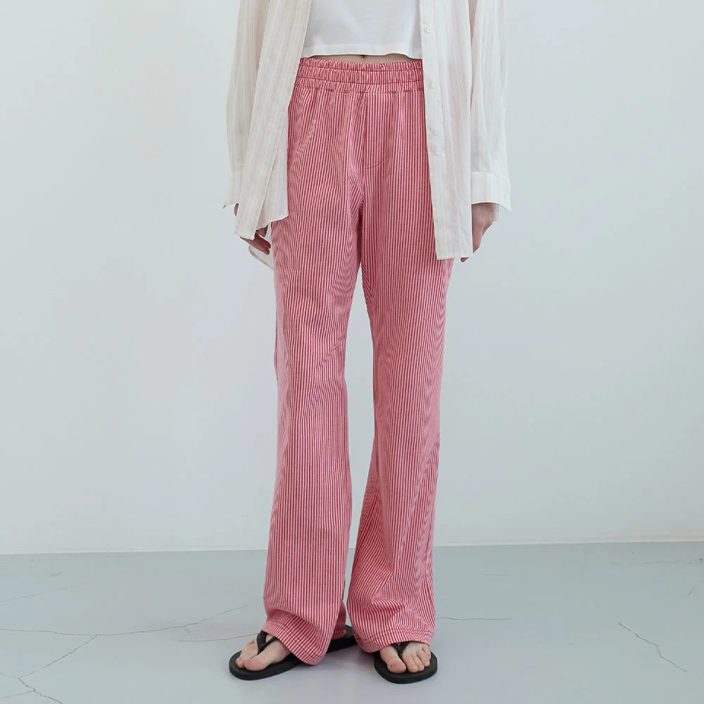 Living 鬆緊帶 靴型 褲子 (Pink)