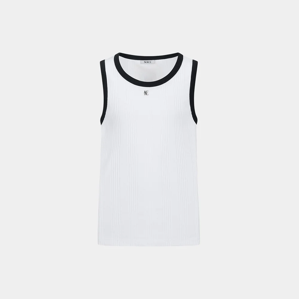 COTTON RIBBED RINGER SLEEVELESS TOP - WHITE