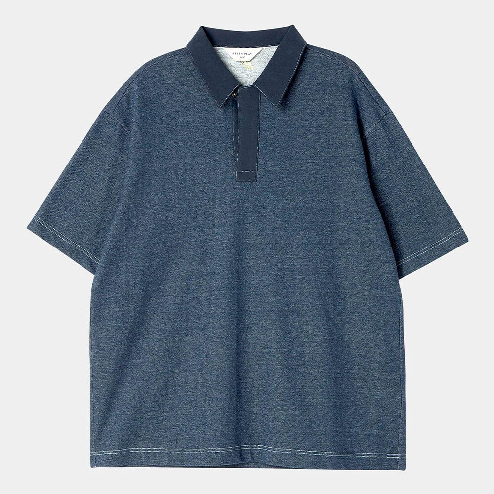 衛衣 拼接 Polo 靛藍