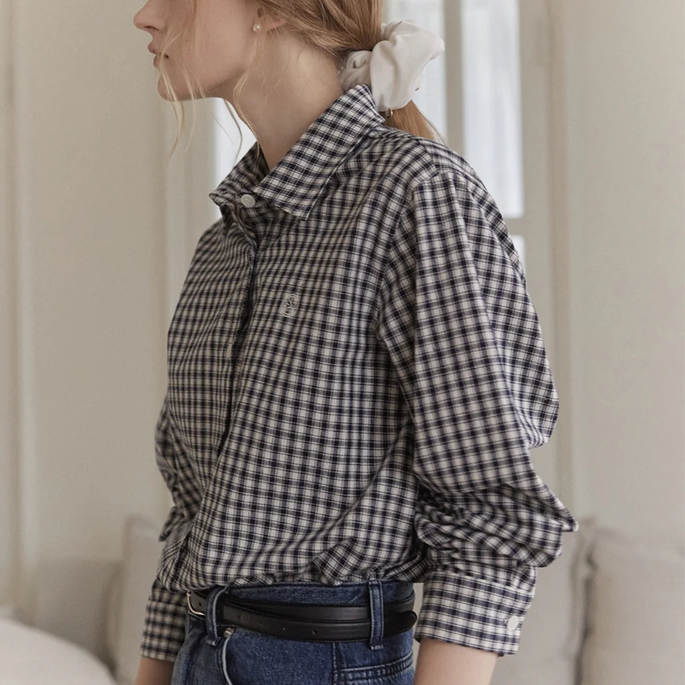 French Check Shirt - Navy
