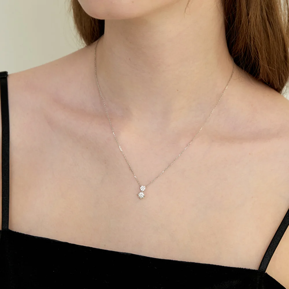 peony double cubic necklace