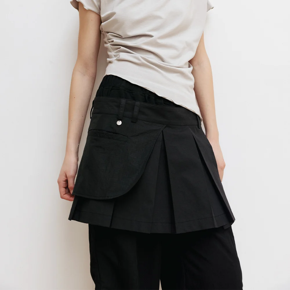 Layered Skirt (Black)_百褶 層次 半身裙